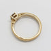 Side view of 14kt yellow gold ring with champagne diamond and detailed engraving