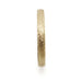 Side profile of 14kt yellow gold wedding ring showing textured finish