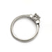 Side profile of white gold ring with antique diamond and millgrain detail