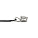 Side profile of 14kt white gold heart lab diamond pendant with black chain