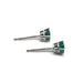 Side view of 14kt white gold lab emerald stud earrings showing claw setting