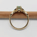 Side profile of 14kt yellow gold ring with Australian sapphire and diamond accents