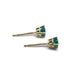 Side view of 14kt yellow gold lab emerald stud earrings showing claw setting