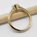 Side view of vintage-inspired yellow gold engagement ring with rose cut lab diamond