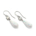 Simulated opal dangle earrings in 14kt white gold with round and teardrop stones