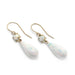 Simulated opal dangle earrings in 14kt yellow gold with round and teardrop stones