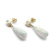 Simulated opal drop earrings in 14kt yellow gold on white background