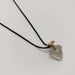 Single smoky quartz acorn pendant with 14kt yellow gold bail on blackened silver chain