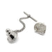 Sterling silver concrete textured tie tack and chain shown separated, handcrafted in Vancouver