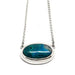 Sterling silver necklace with an oval green-blue malachite cabochon pendant