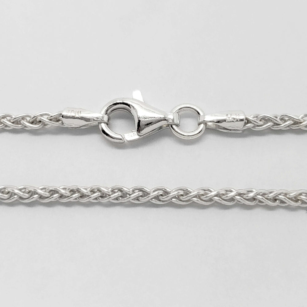 Sterling silver wheat chain bracelet with lobster clasp detail