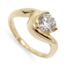 Swirling 14kt yellow gold engagement ring with round lab-grown diamond, side view