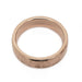 Flat profile 14kt rose gold wedding ring with elephant skin texture, top view