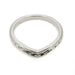 Top view of a 14kt white gold chevron wedding band with wheat engraving and millgrain