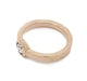 Top view of hammered 14kt rose gold ring with bezel-set rose cut diamond