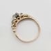 Underside view of antique yellow and white gold diamond ring band