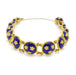 Vintage Sporrong bracelet with blue enamel and gold three crown motif, linked design