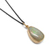 Vintage opal pendant in 14kt yellow gold bezel setting on black chain
