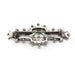 Back view of vintage silver and rose gold Faith-Hope-Charity pin showing clasp