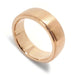 Wide 14kt rose gold wedding band with brushed finish and lowered edges