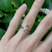 Yellow gold lab diamond wedding ring stacked with round diamond and marquise accent engagement rings