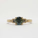 Front view of 14kt yellow gold ring with round Australian sapphire and lab diamond accents