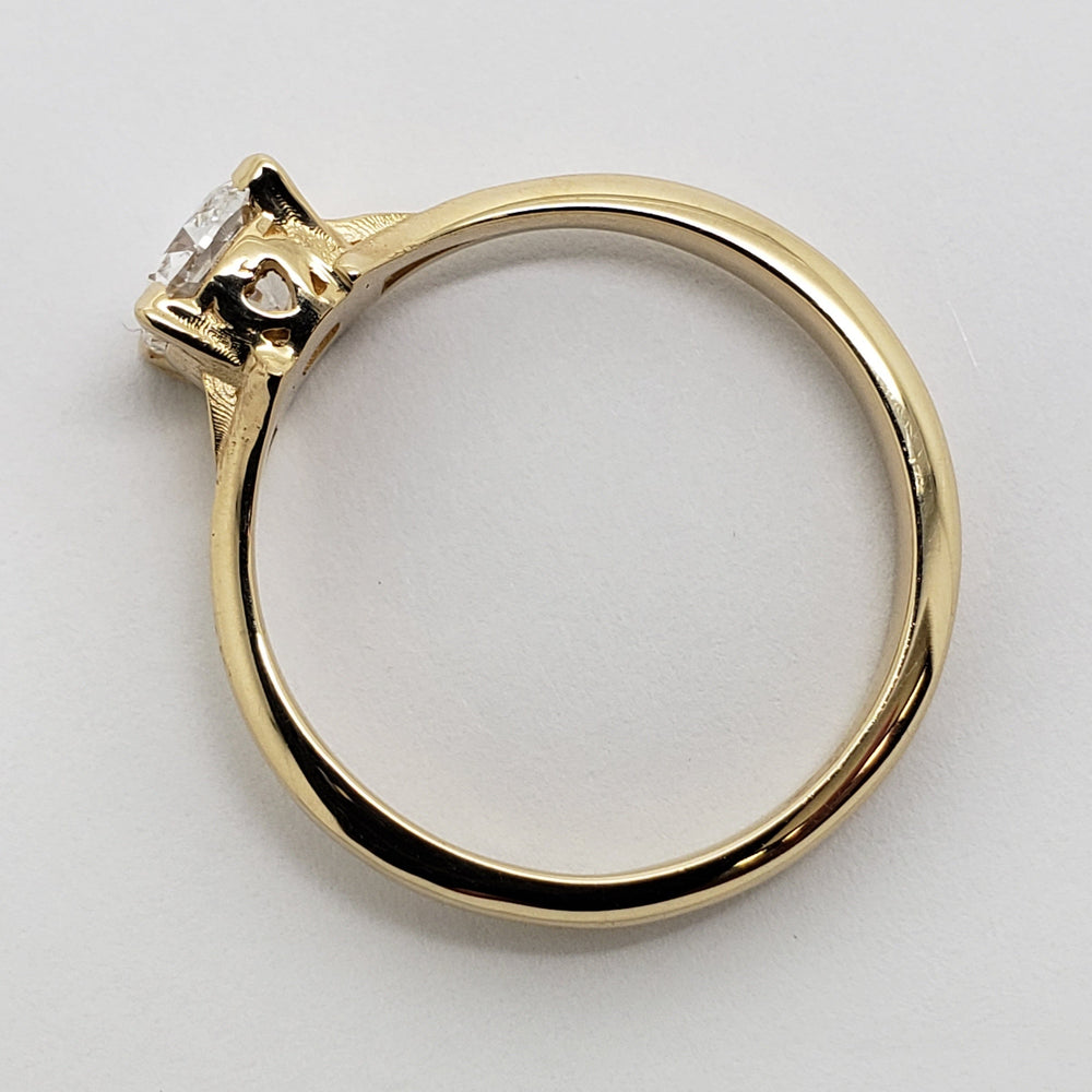 Cushion lab diamond yellow gold engagement ring handmade by Era Design