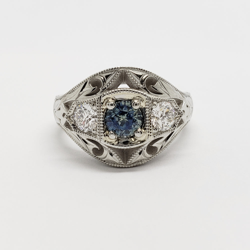 Sapphire and Diamond Engagement Ring | Era Design Vancouver Canada