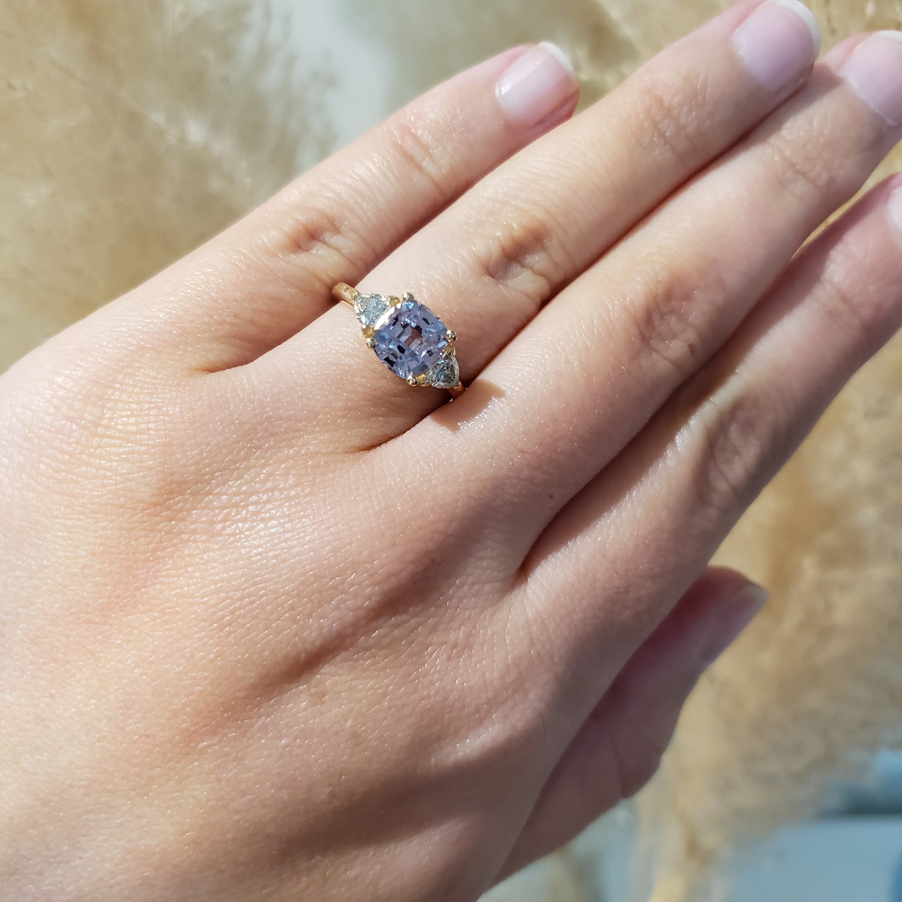 Lavender Cushion Sapphire Engagement Ring | Era Design Vancouver Canada