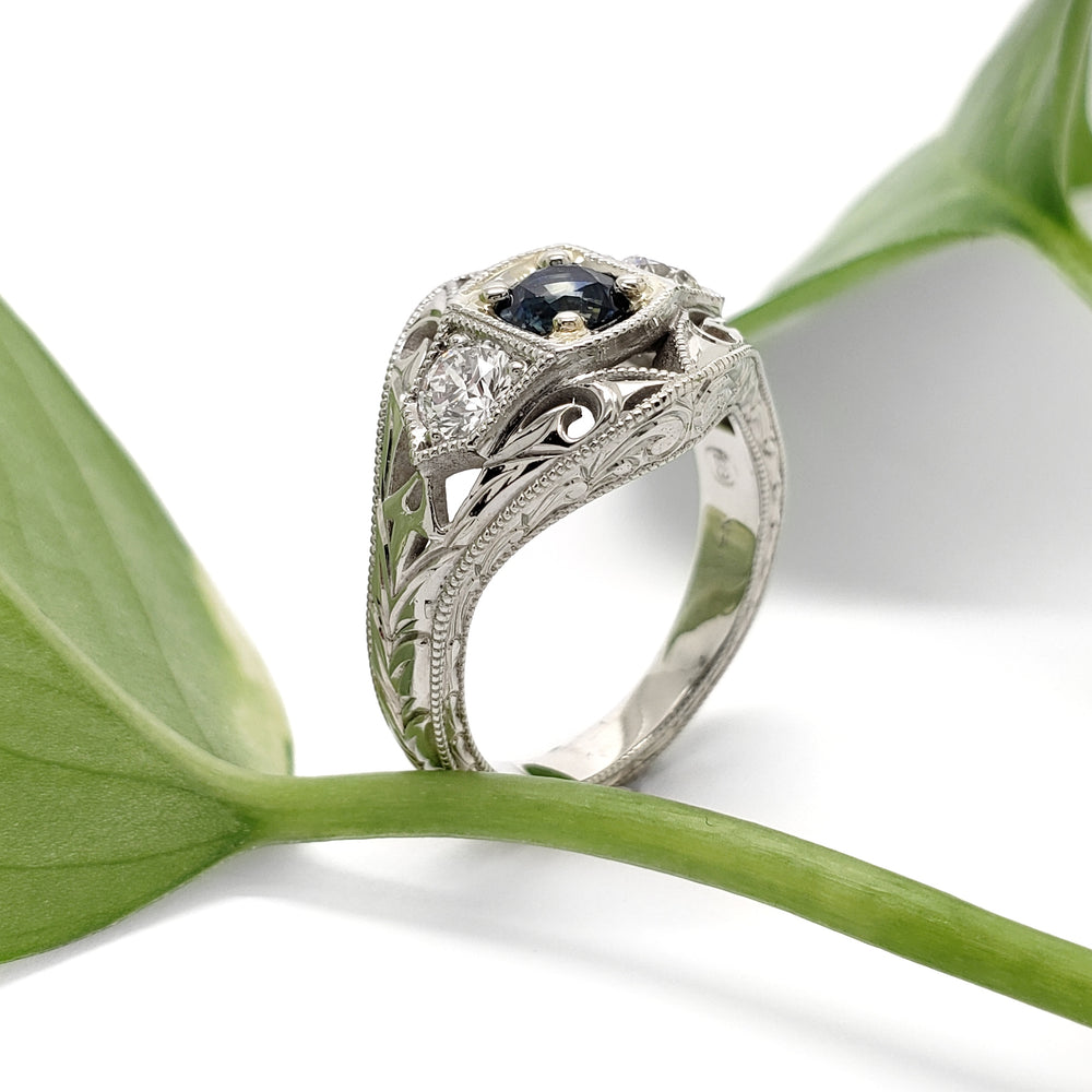 Sapphire and Diamond Engagement Ring | Era Design Vancouver Canada