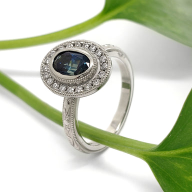 Sapphire and Diamond Engagement Ring | Era Design Vancouver Canada