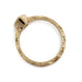 A vintage-style 14kt yellow gold ring with an ornate, engraved band and a large, tapered bezel setting, shown on a plain white background.