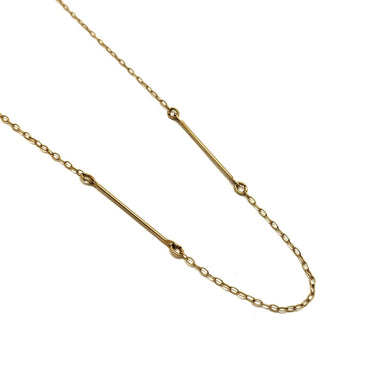 Vintage bar chain necklace in 14kt yellow gold with elongated gold bars and fine chain links