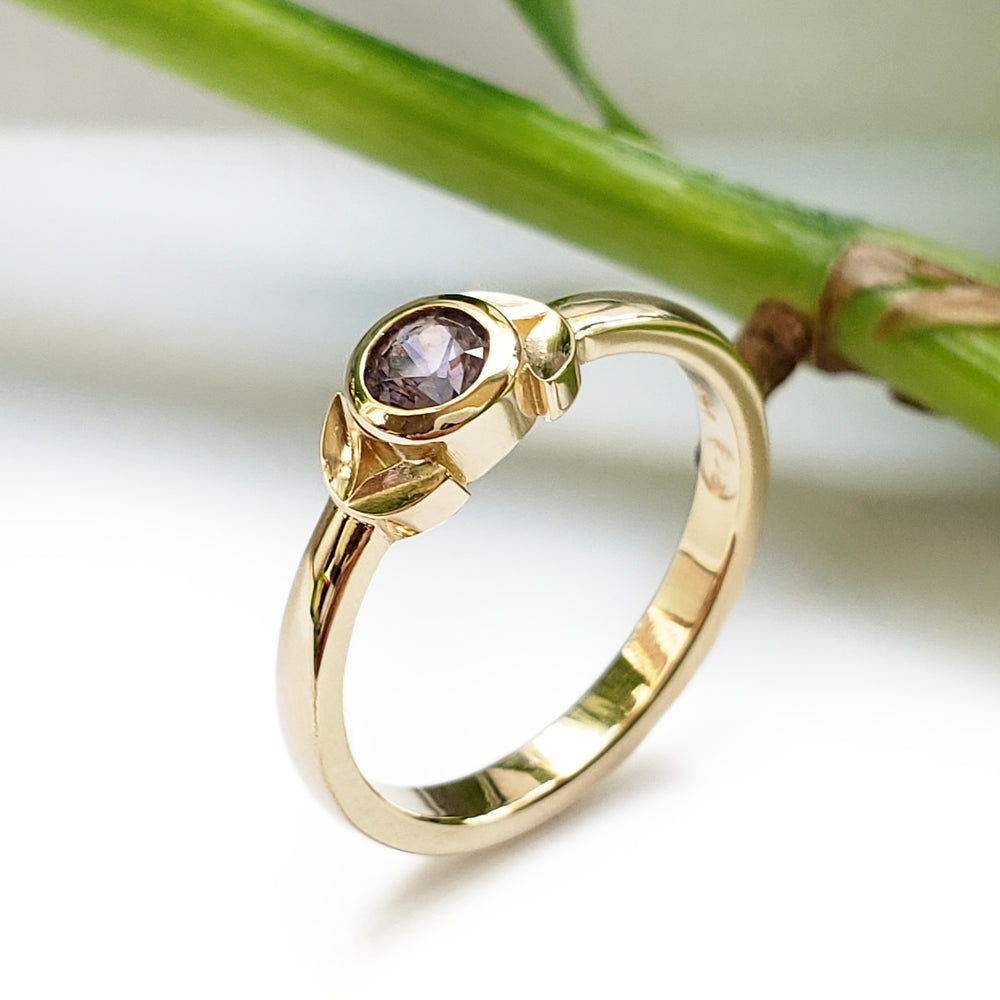 Yellow Gold Purple Sapphire Engagement Ring | Era Design Vancouver Canada