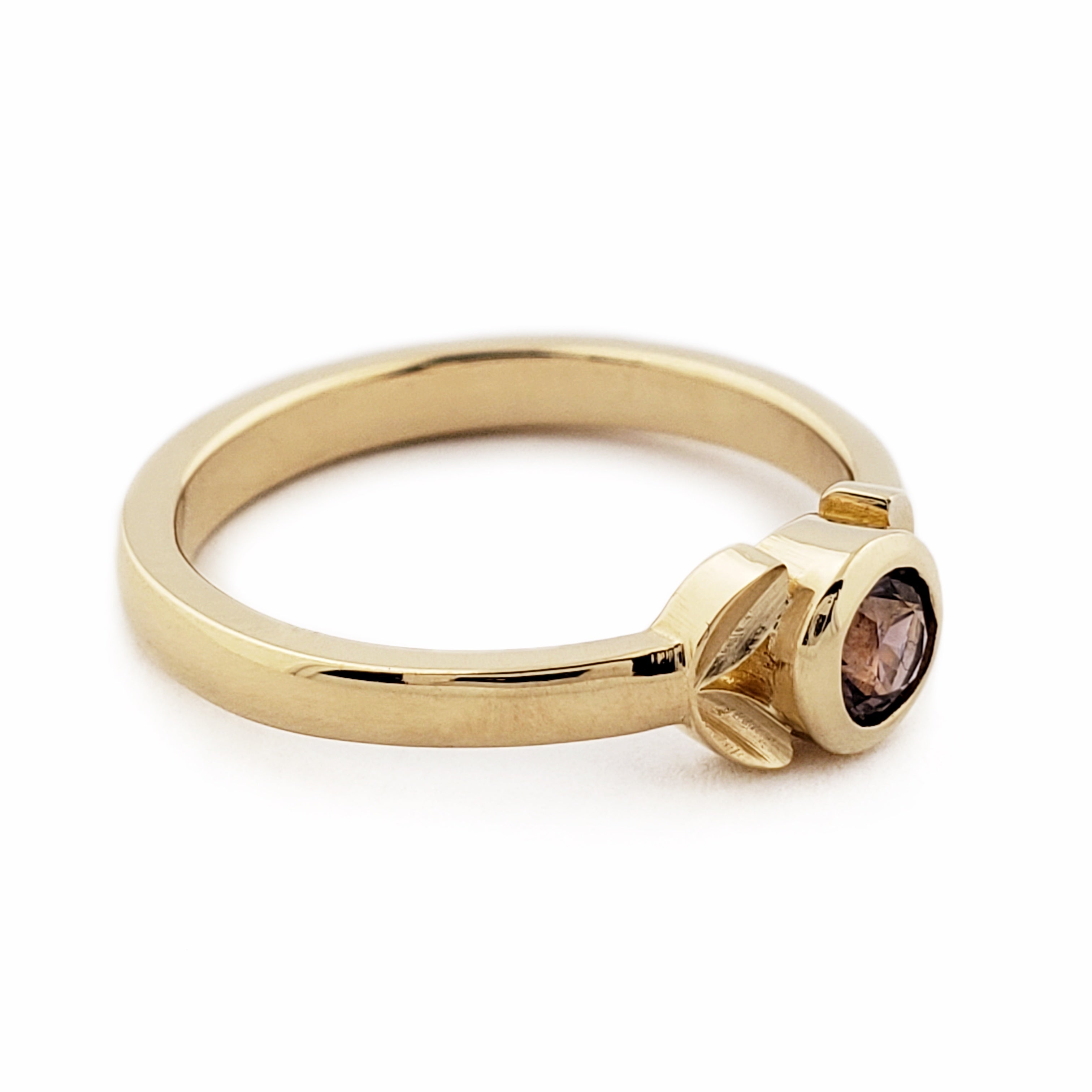 Yellow Gold Purple Sapphire Engagement Ring | Era Design Vancouver Canada