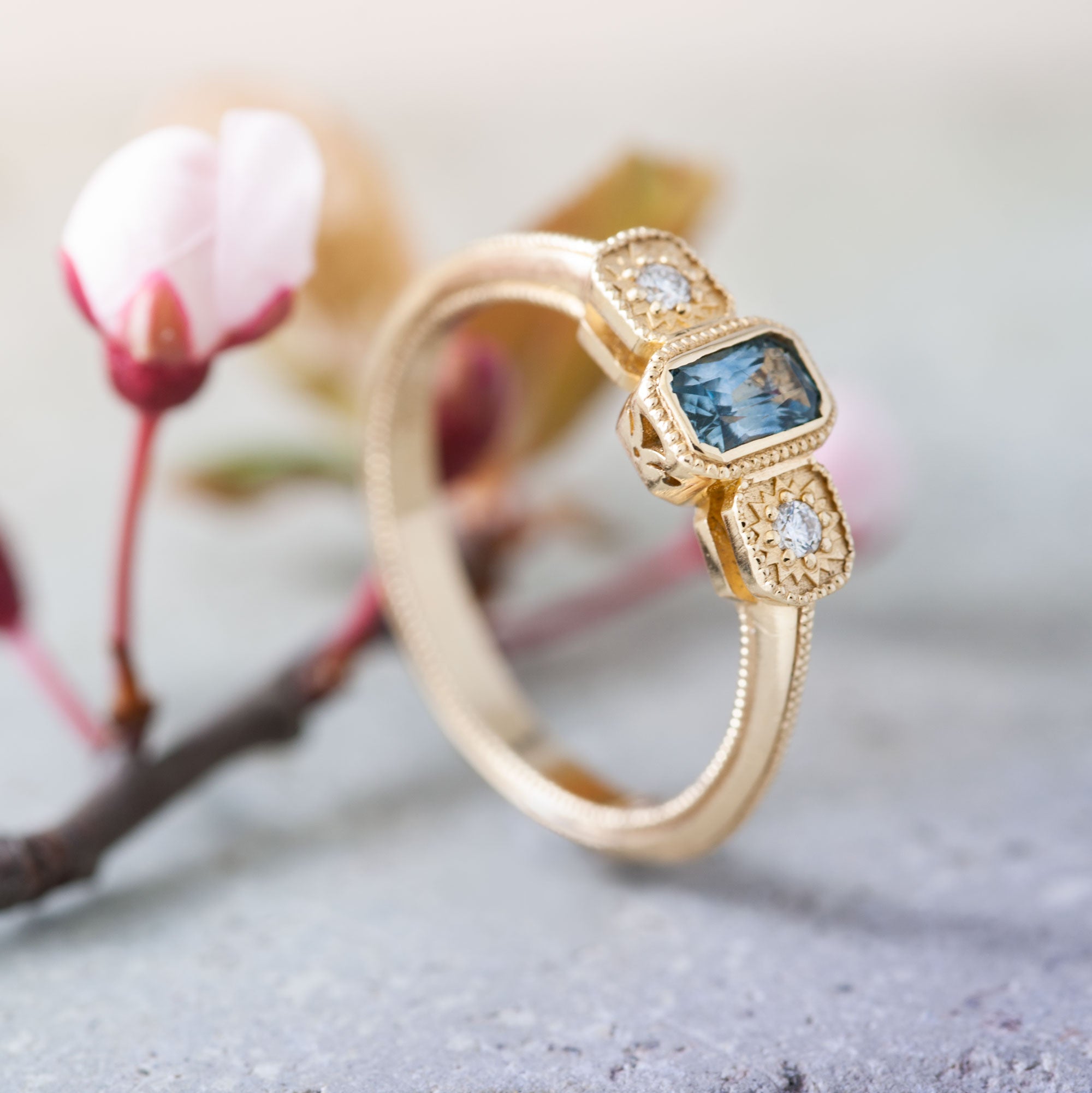 Yellow Nerida Diamond and Sapphire Engagement Ring - Era Design Vancouver