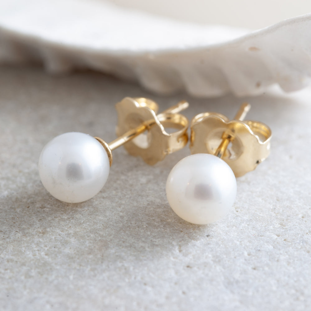 Yellow Gold Freshwater Pearl Earrings | Era Design Vancouver Canada