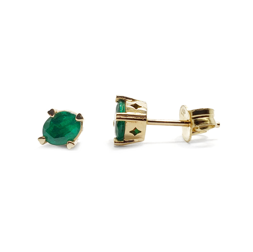 Yellow Gold Emerald Earrings | Era Design Vancouver Canada