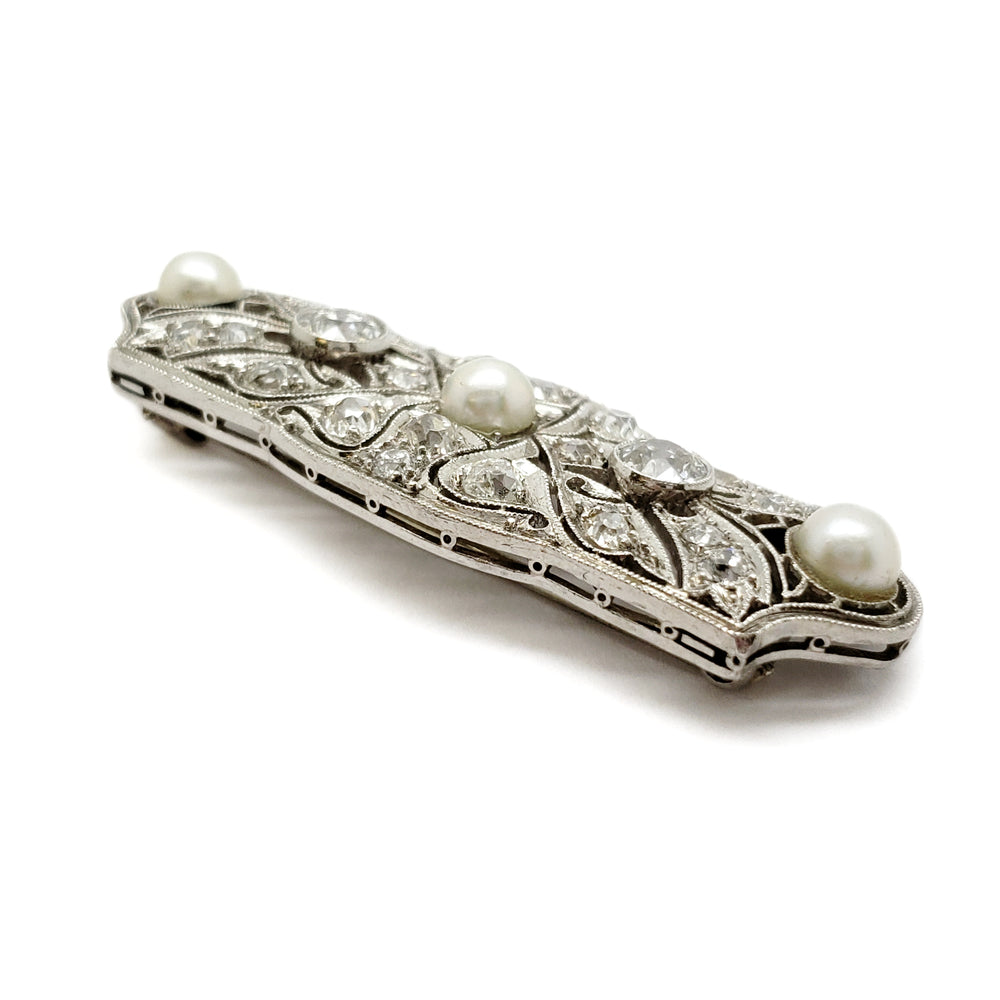 Edwardian Diamond Pearl Brooch | Era Design Vancouver Canada