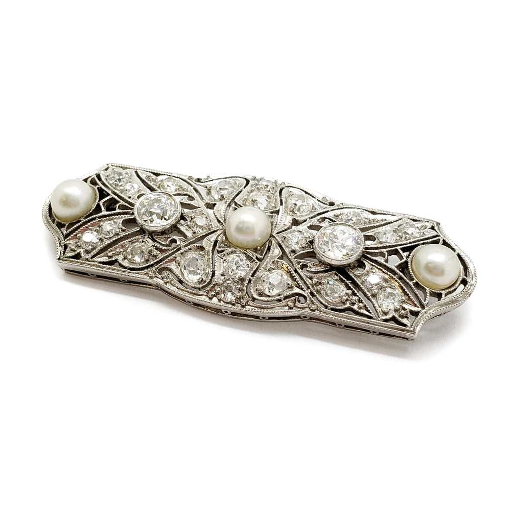 Edwardian Diamond Pearl Brooch | Era Design Vancouver Canada