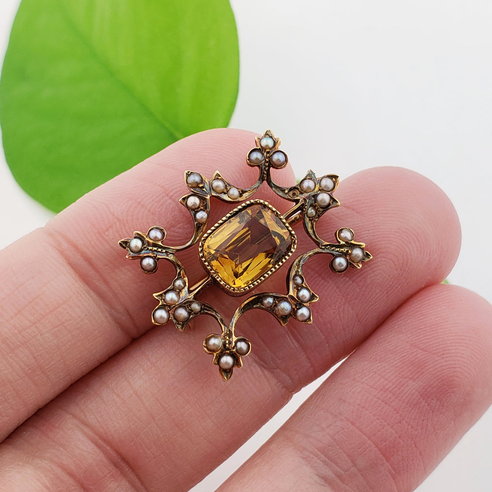 Edwardian Citrine Brooch | Era Design Vancouver Canada