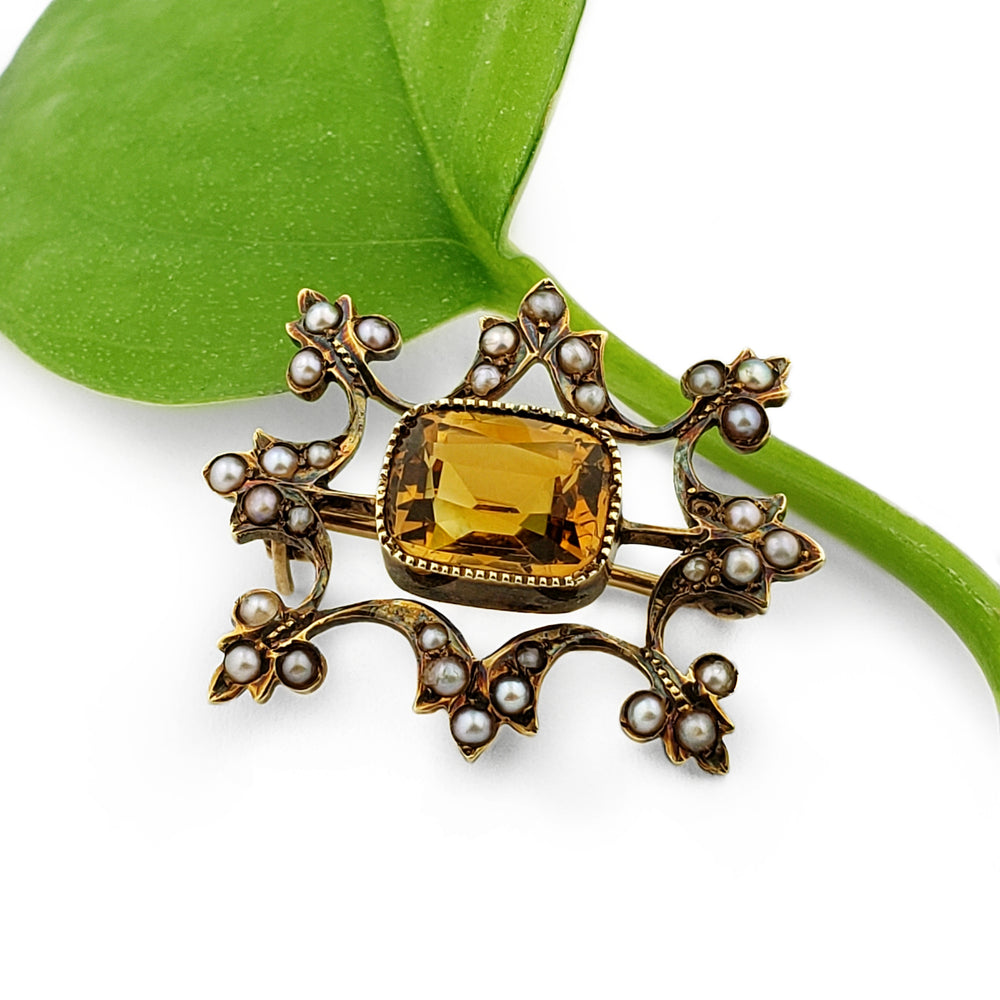 Edwardian Citrine Brooch | Era Design Vancouver Canada