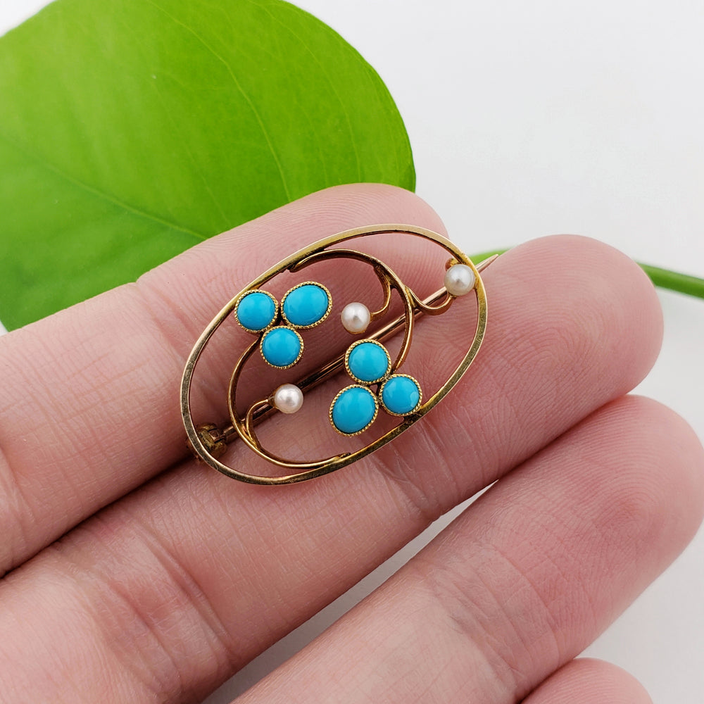 Edwardian Turquoise Brooch | Era Design Vancouver Canada