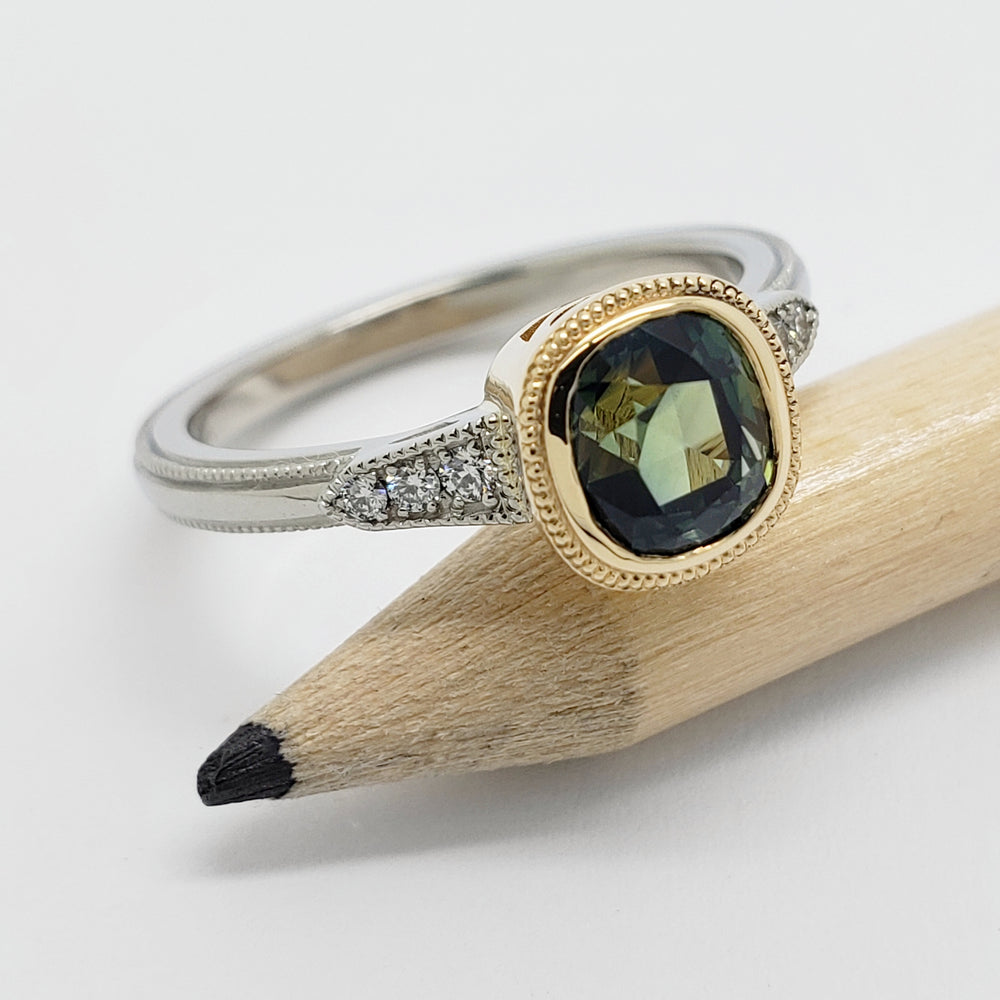 Green Sapphire Engagement Ring | Era Design Vancouver Canada