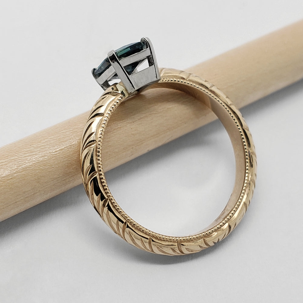 Teal Sapphire Engagement Ring | Era Design Vancouver Canada