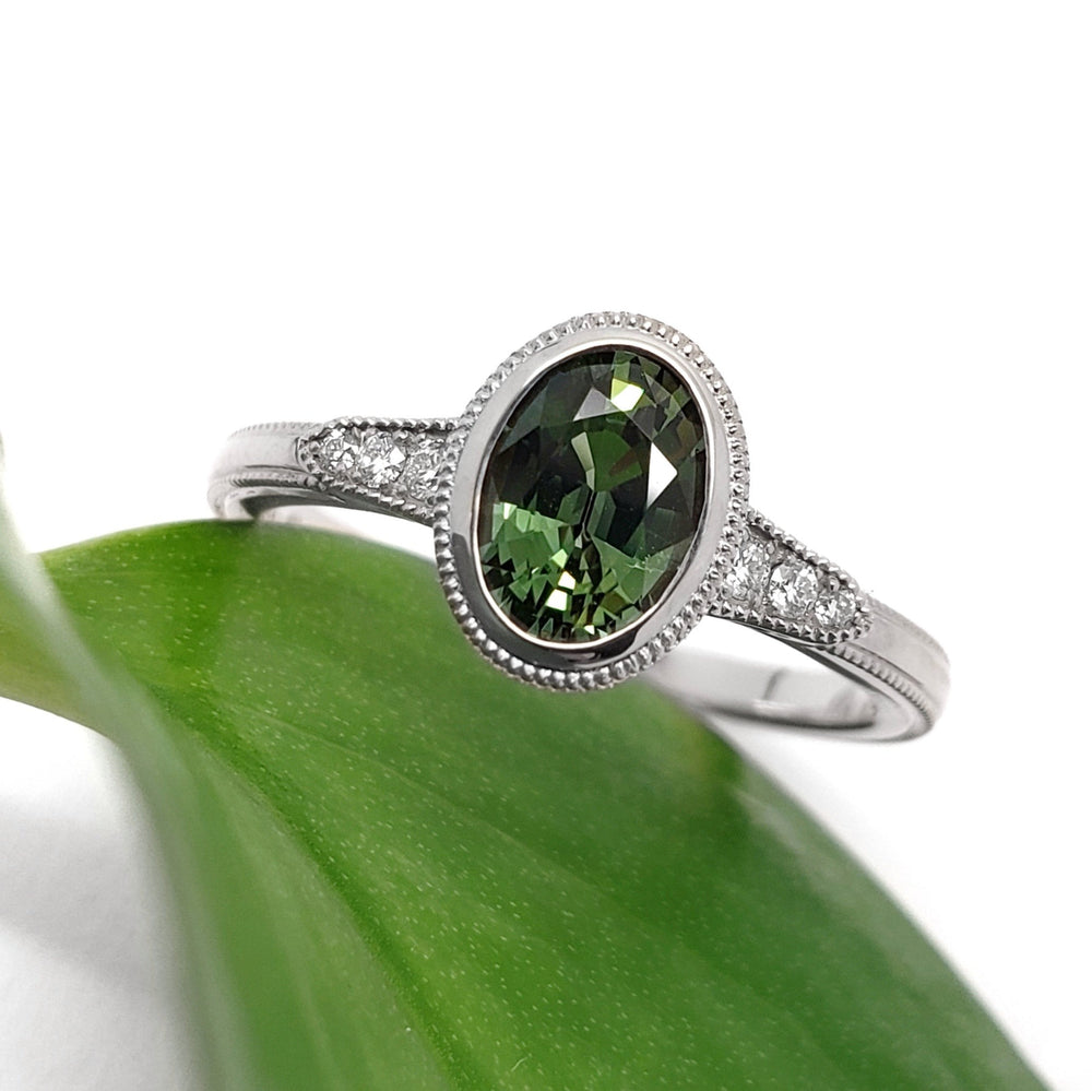 Green Sapphire Engagement Ring | Era Design Vancouver Canada