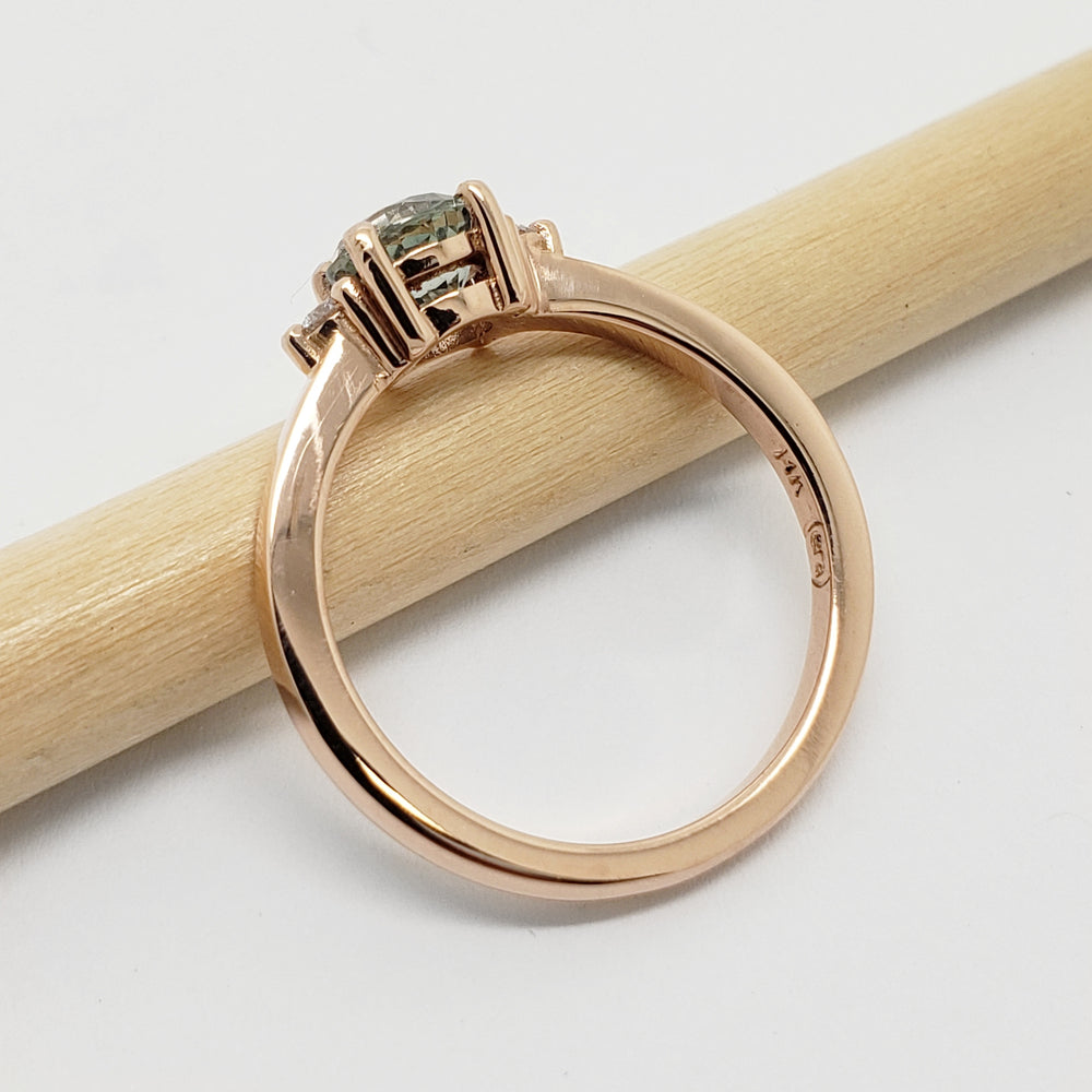 Green Sapphire Moraine Rose Gold Engagement Ring | Era Design Vancouver Canada