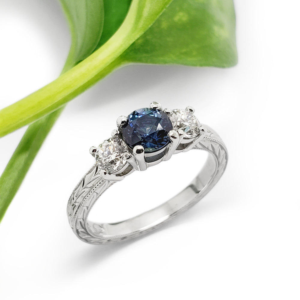 Sapphire and Diamond Engagement Ring | Era Design Vancouver Canada