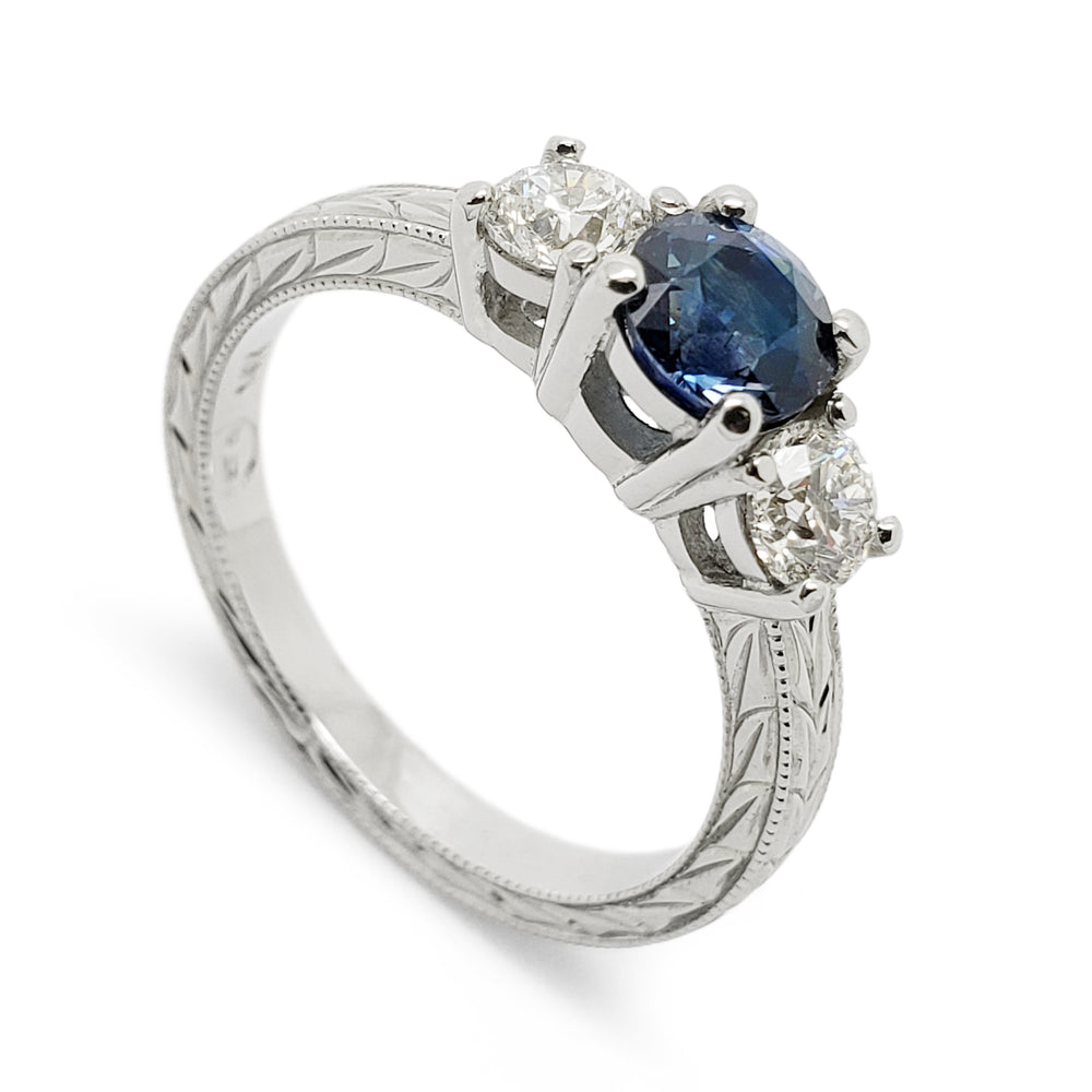 Sapphire and Diamond Engagement Ring | Era Design Vancouver Canada