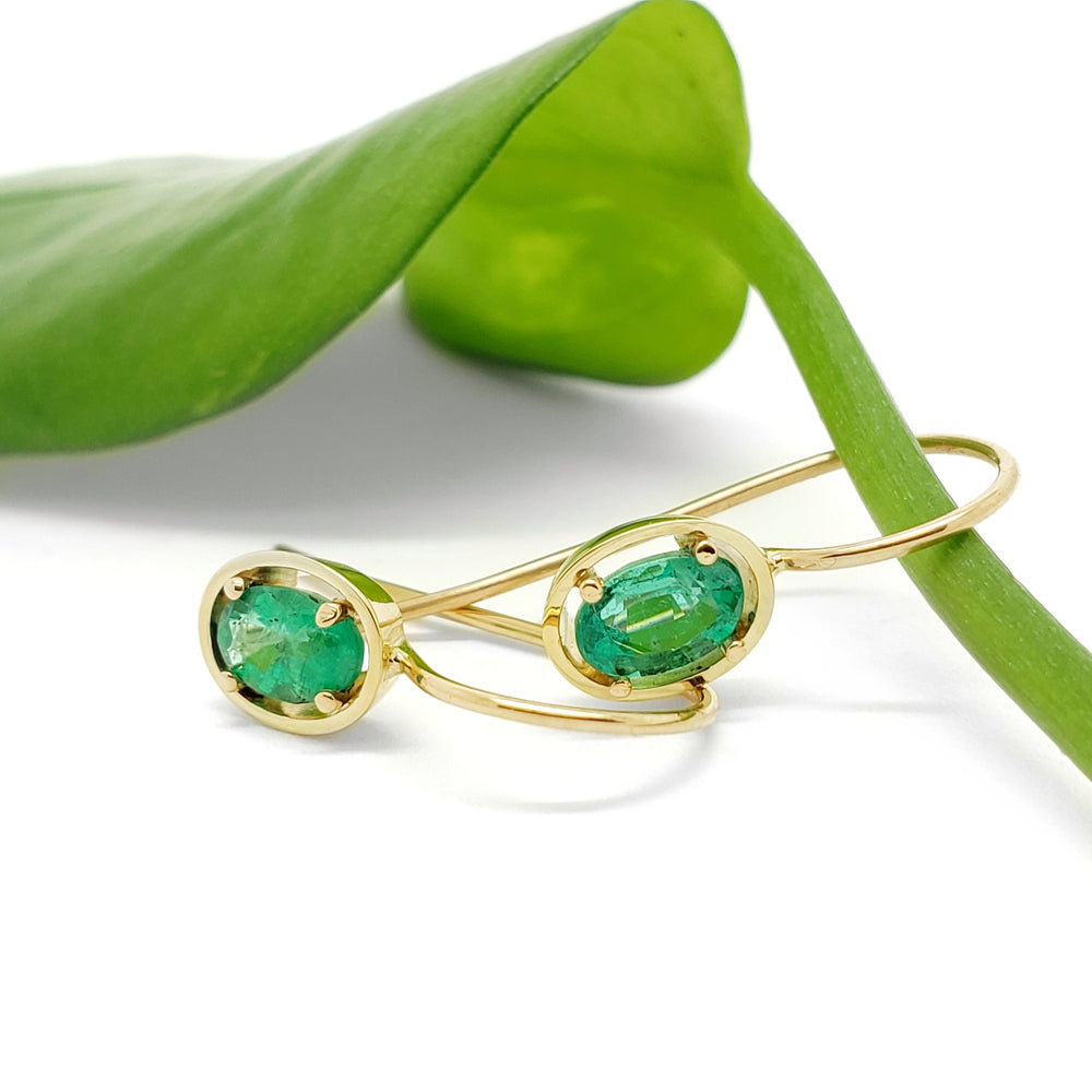 Oval Emerald Earrings